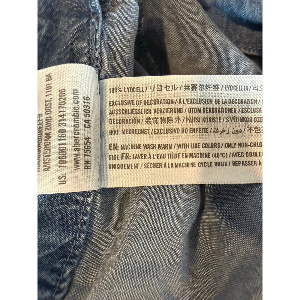 Abercrombie & Fitch 10 Lyocell Chambray Wide Leg Sailor Button High Rise Pants - Picture 7 of 8